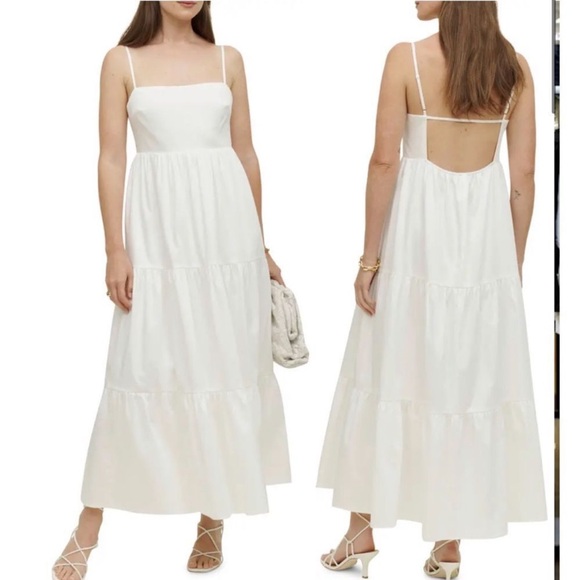 Reformation East Square Neck Open Back Tiered Maxi Dress - Picture 1 of 12